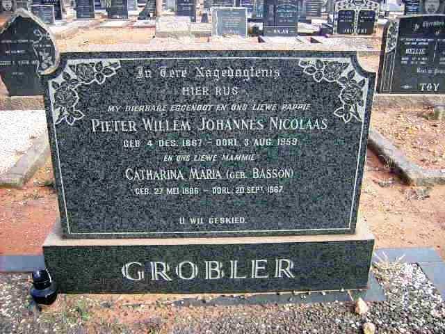 GROBLER Pieter Willem Johannes Nicolaas 1867-1959 &amp; Catharina Maria BASSON 1886-1967