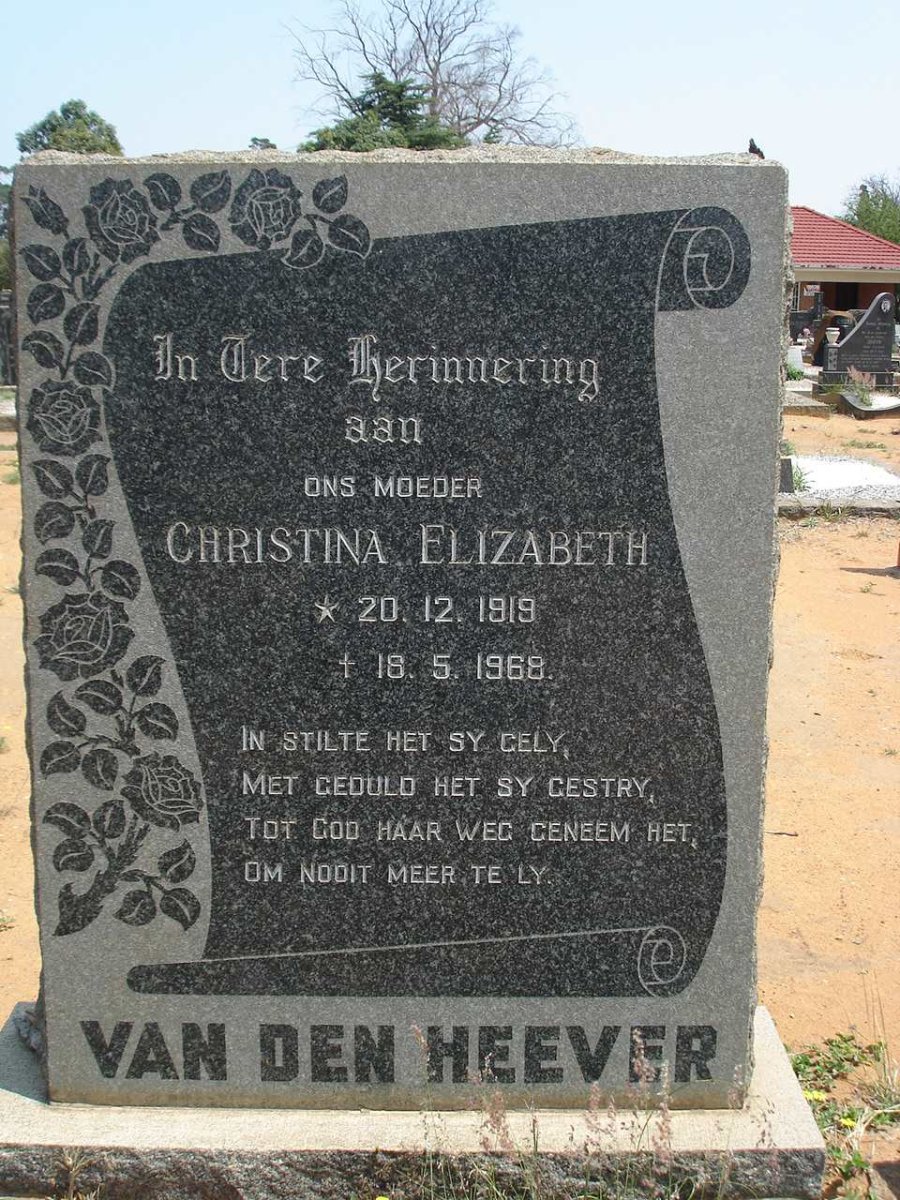 HEEVER Christina Elizabeth, van den 1919-1968