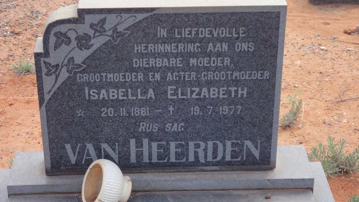 HEERDEN Isabella Elizabeth, van 1881-1977