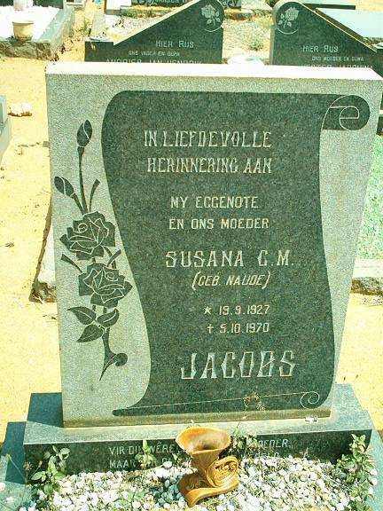 JACOBS Susana C.M. nee NAUDE 1927-1970