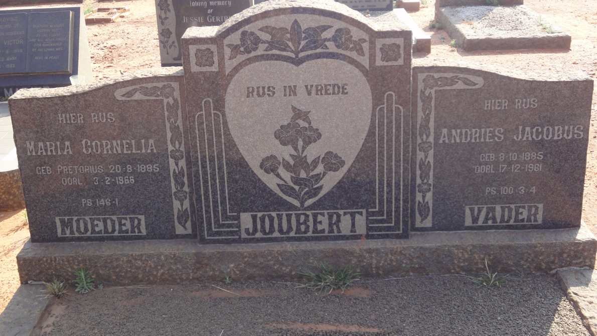 JOUBERT Andries Jacobus 1885-1961 &amp; Maria Cornelia PRETORIUS 1885-1966