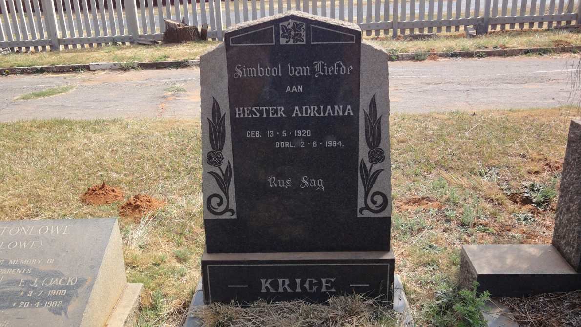 KRIGE Hester Adriana 1920-1984