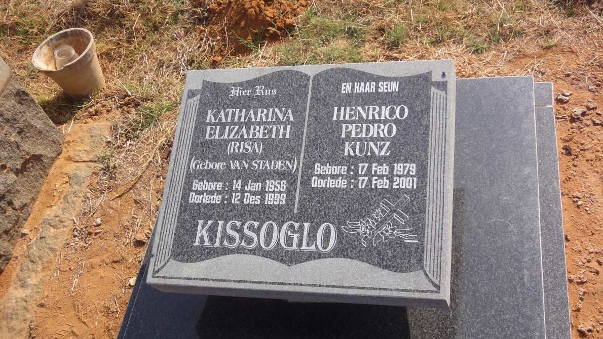 KISSOGLO Henrico Pedro Kunz 1979-2001 &amp; Katharina Elizabeth VAN STADEN 1956-1999