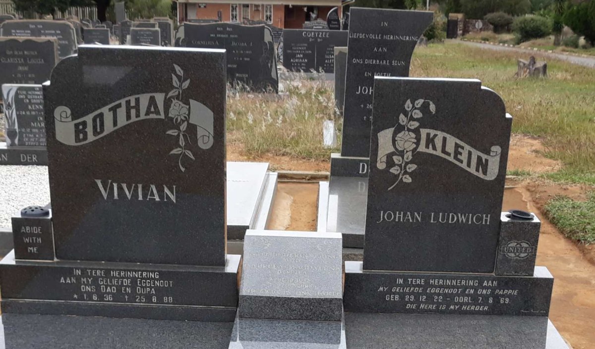 BOTHA Vivian 1936-1988 &amp; Isabella Magdalena 1932-2008 :: KLEIN Johan Ludwich 1922-1969