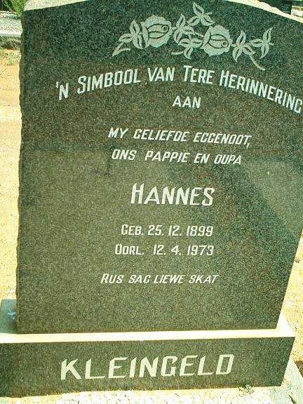 KLEINGELD Hannes 1899-1973