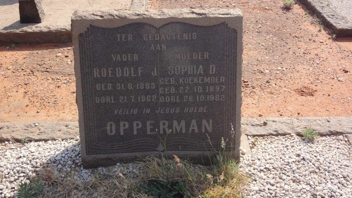 OPPERMAN Roedolf J. 1893-1962 &amp; Sophia D. KOEKEMOER 1897-1982