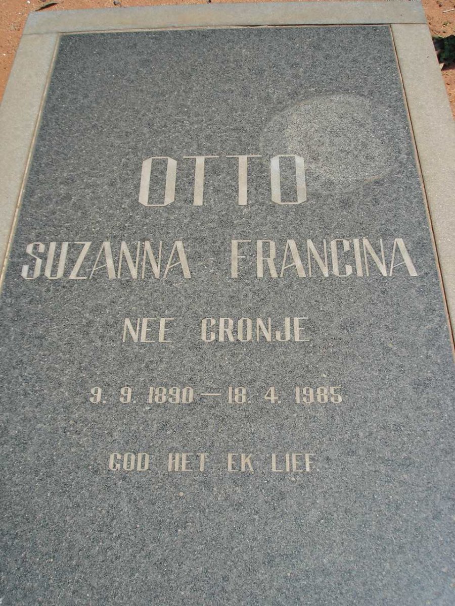 OTTO Susanna Francina nee CRONJE 1890-1985