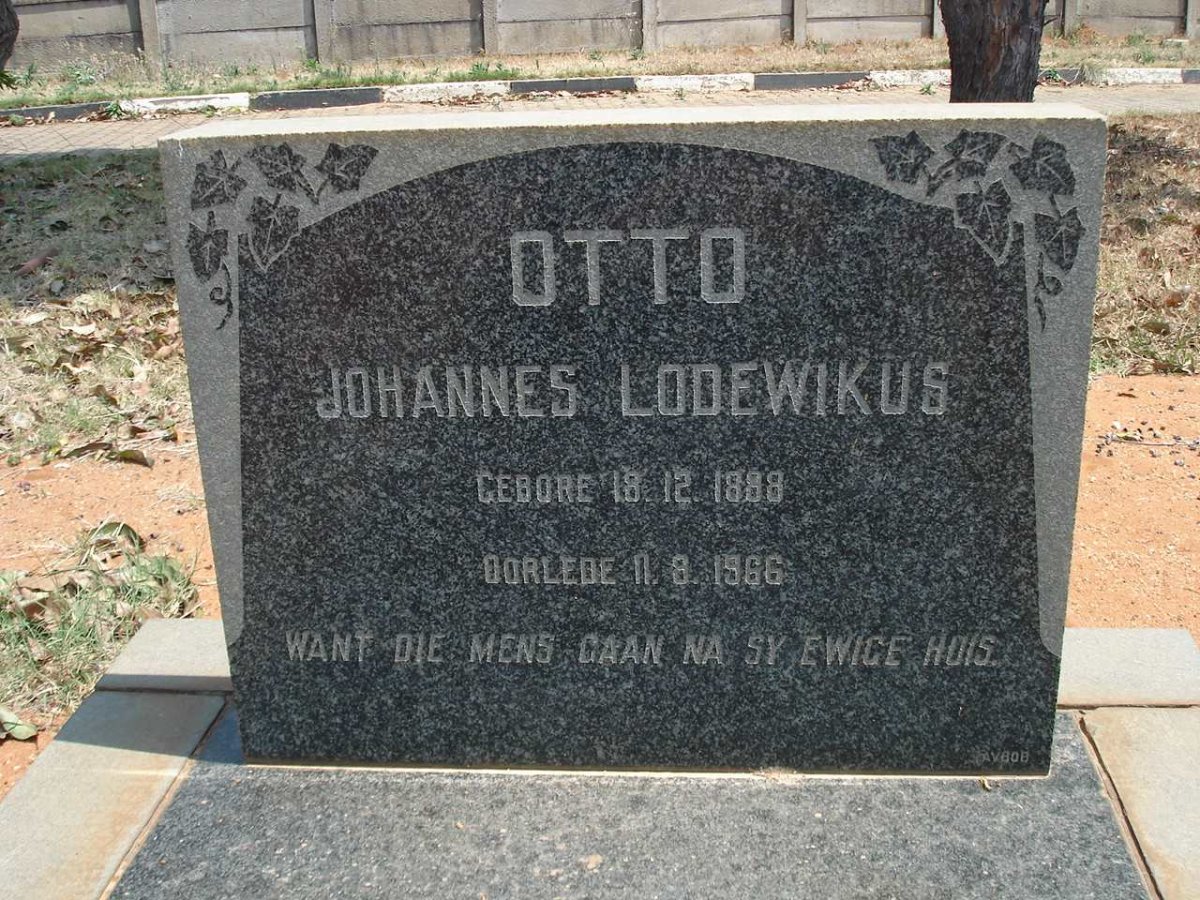 OTTO Johannes Lodewikus 1888-1966