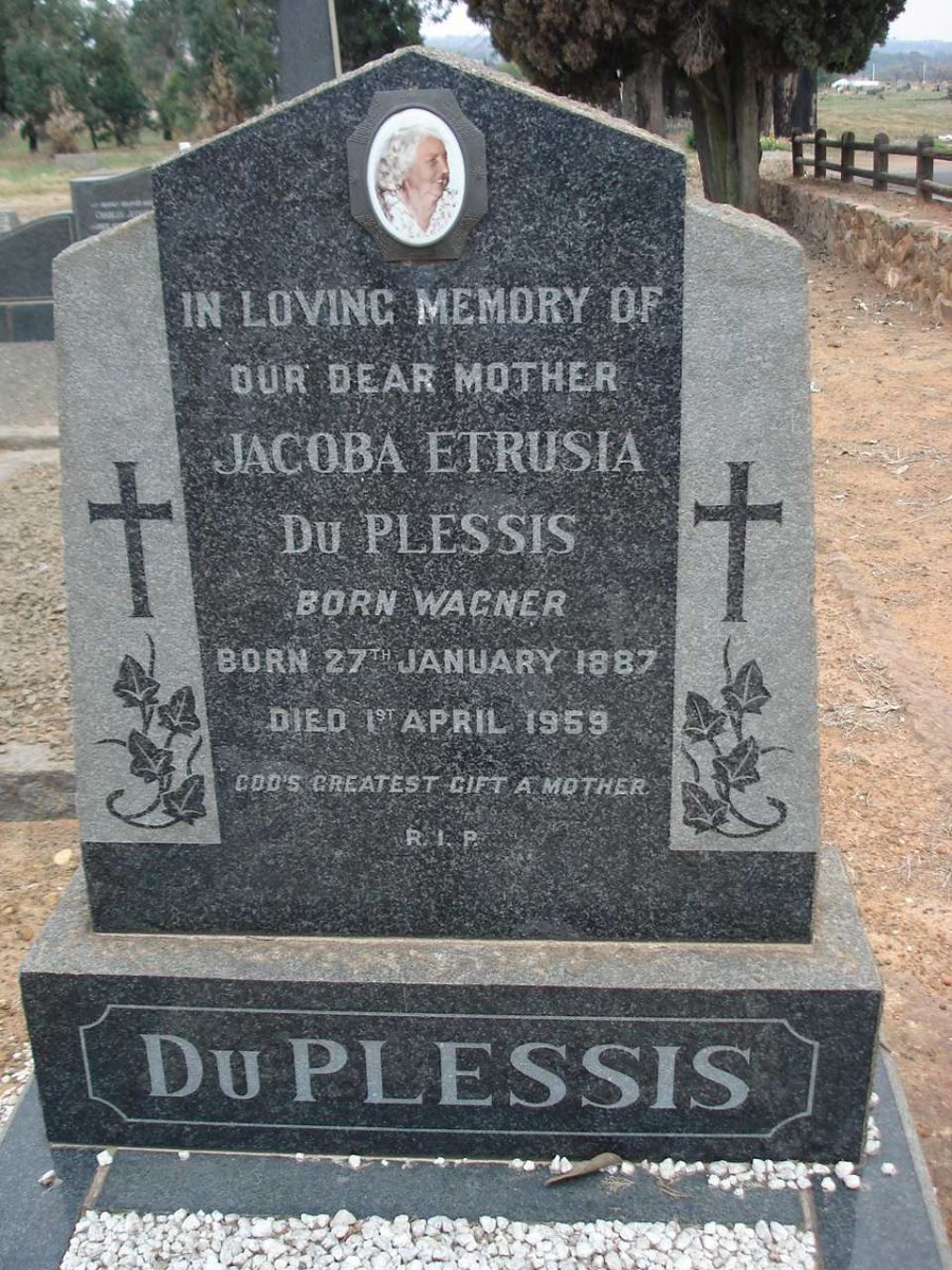 PLESSIS Jacoba Etrusia, du nee WAGNER 1887-1959