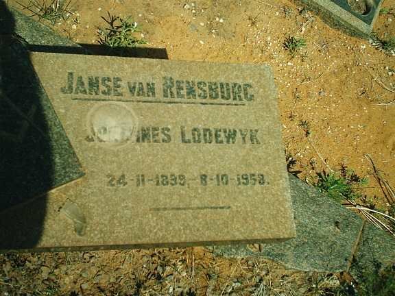RENSBURG Johannes Lodewyk, Janse van 1899-1958