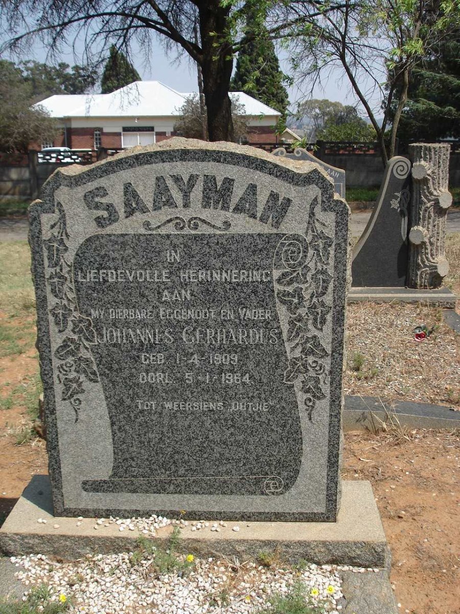 SAAYMAN Johannes Gerhardus 1909-1964