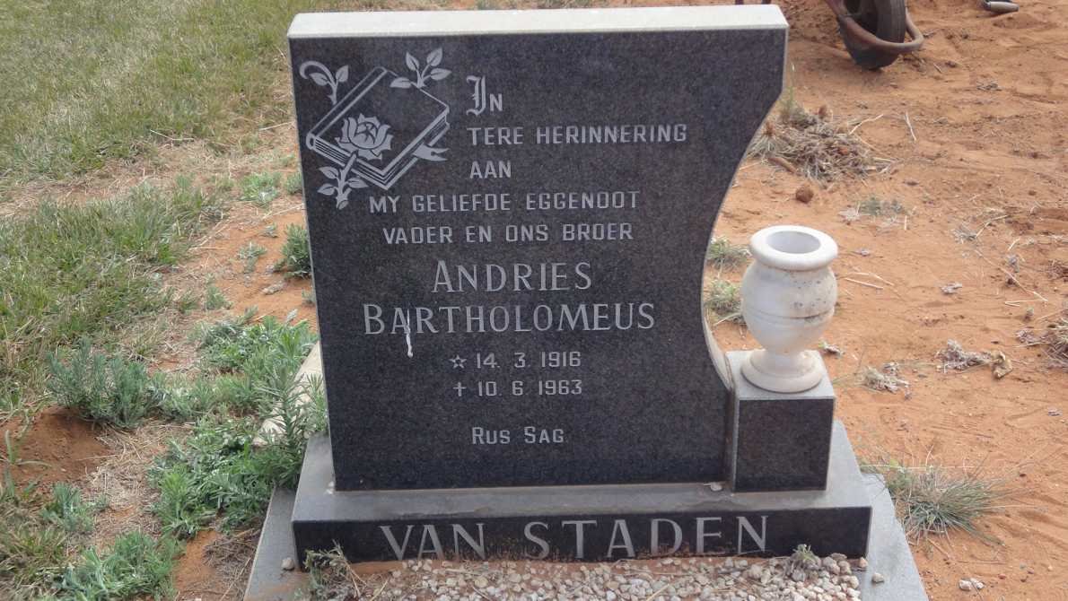 STADEN Andries Bartholomeus, van 1916-1963
