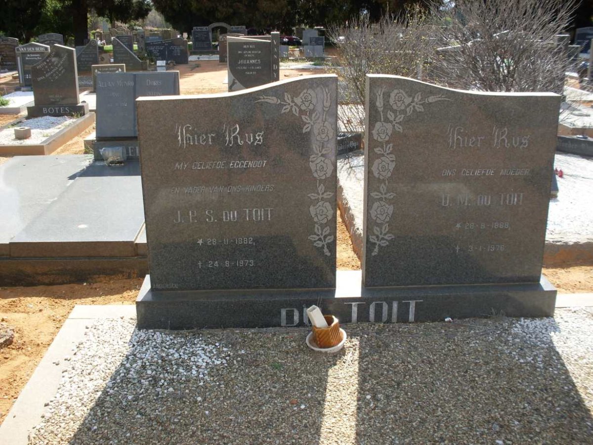 TOIT J.P.S., du 1882-1973 &amp; D.M. 1888-1976
