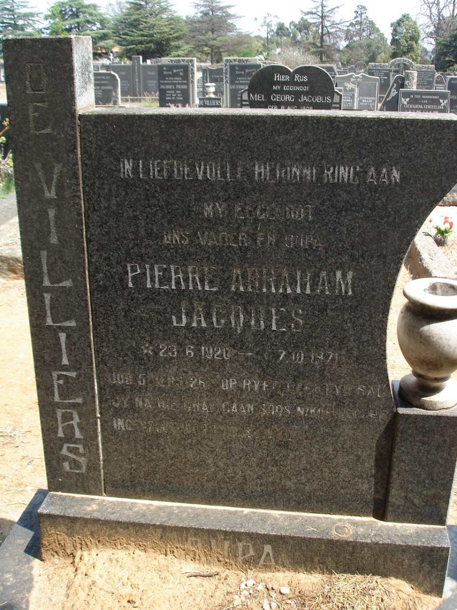 VILLIERS Pierre Abraham Jacques, de 1920-1971