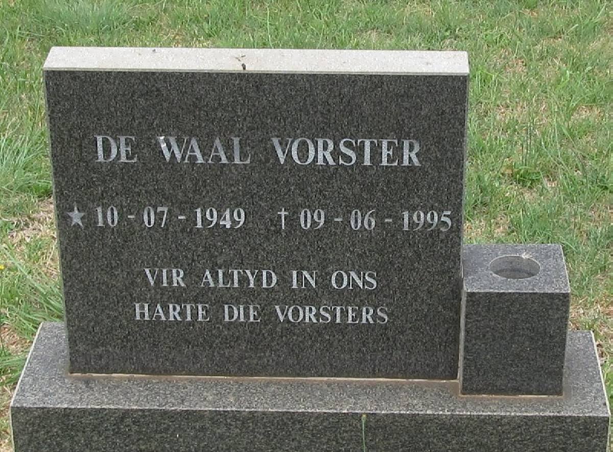 VORSTER De Waal 1949-1995