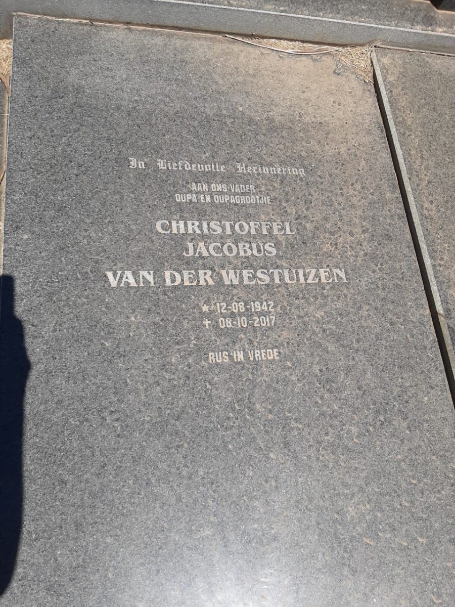 WESTHUIZEN Christoffel Jacobus, van der 1942-2017