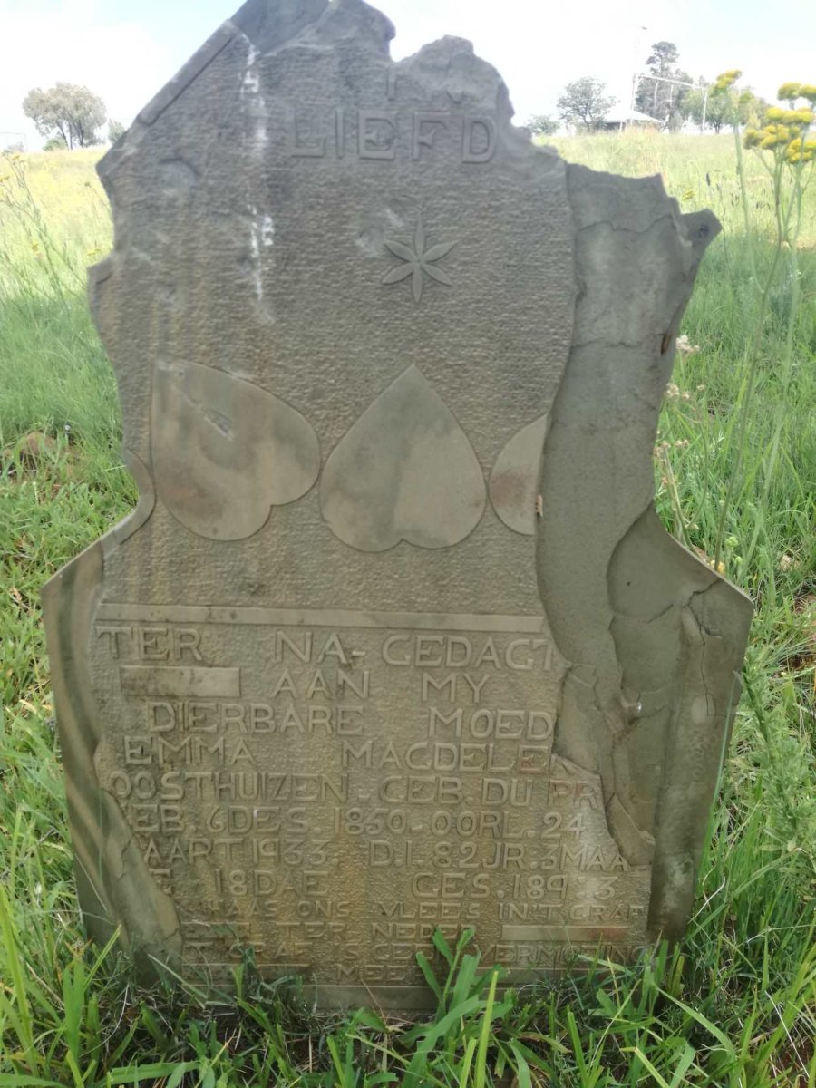 OOSTHUIZEN Emma Magdalena nee DU PREEZ 1850-1933