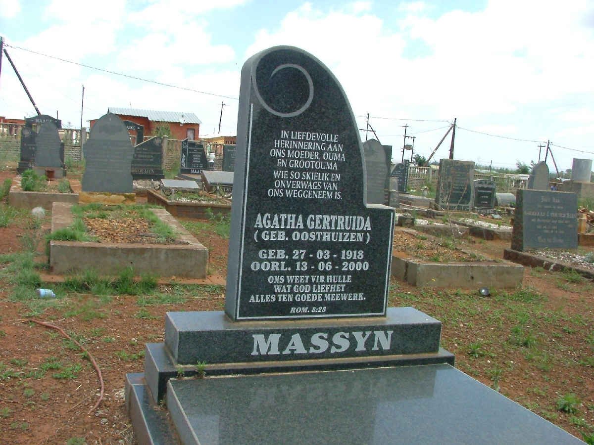 MASSYN Agatha Gertruida nee OOSTHUIZEN 1918-2000