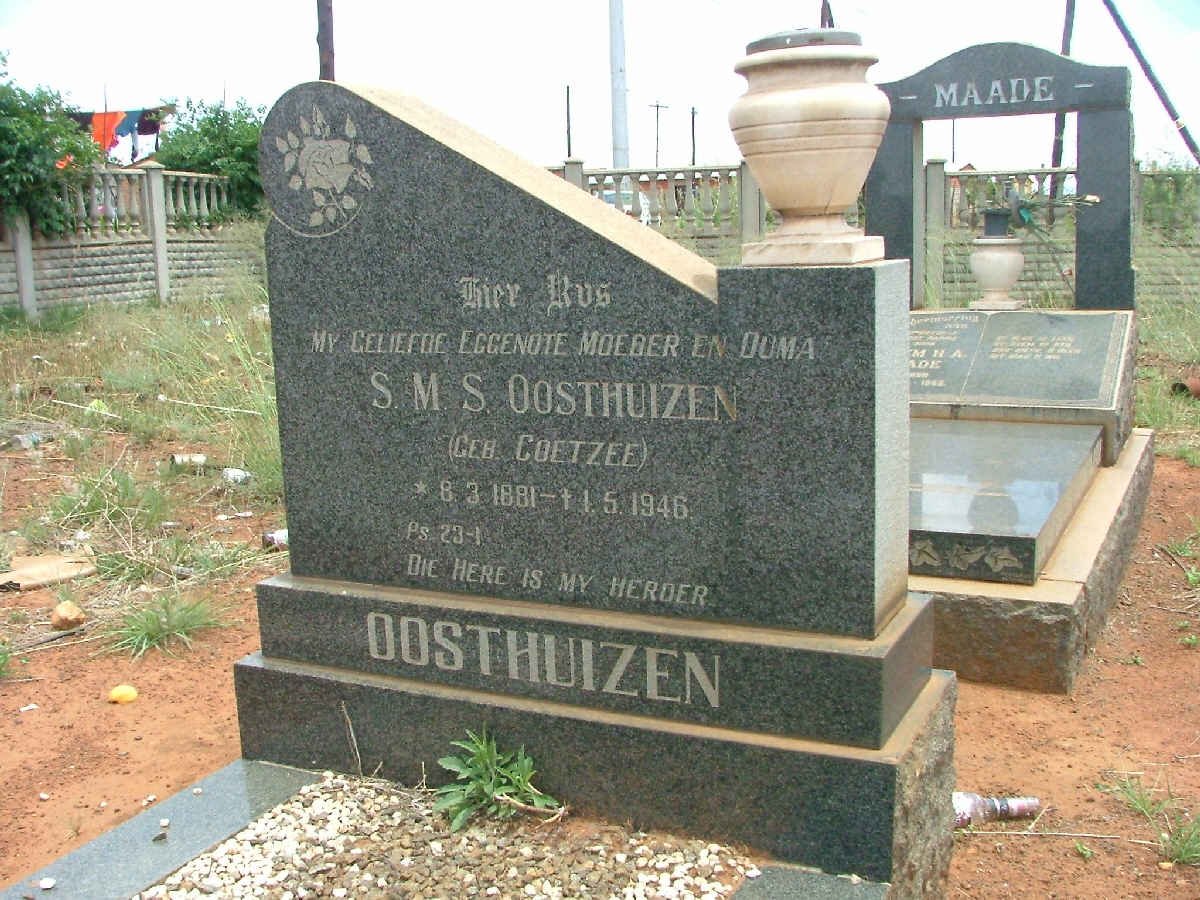 OOSTHUIZEN S.M.S. nee COETZEE 1881-1946