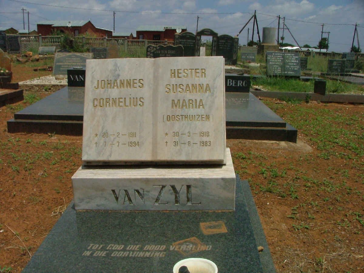 ZYL Johannes Cornelius, van 1911-1994 &amp; Hester Susanna Maria OOSTHUIZEN 1918-1983