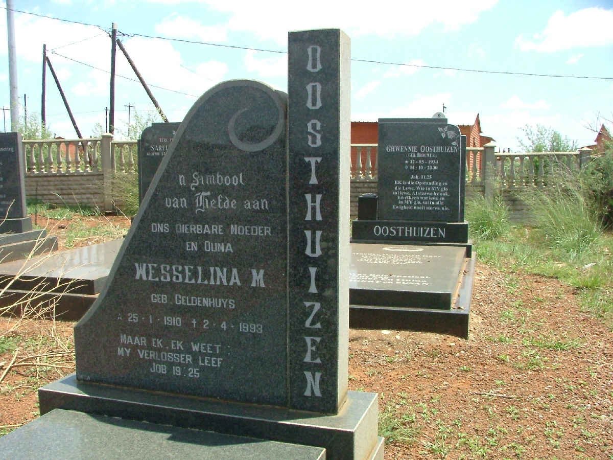 OOSTHUIZEN Wesselina M. nee GELDENHUYS 1910-1993