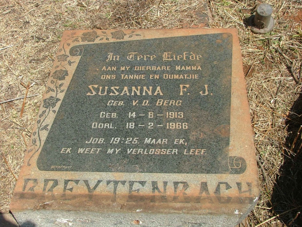 BREYTENBACH Susanna F.J. nee V.D. BERG 1913-1966