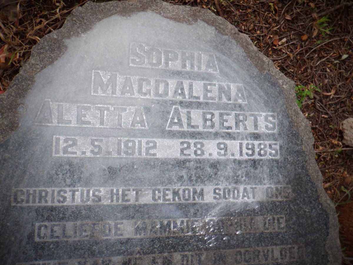 ALBERTS Sophia Magdalena Aletta 1912-1985