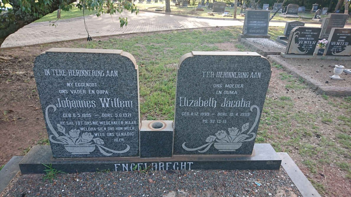 ENGELBRECHT Johannes Willem 1895-1971 &amp; Elizabeth Jacoba 1899-1995