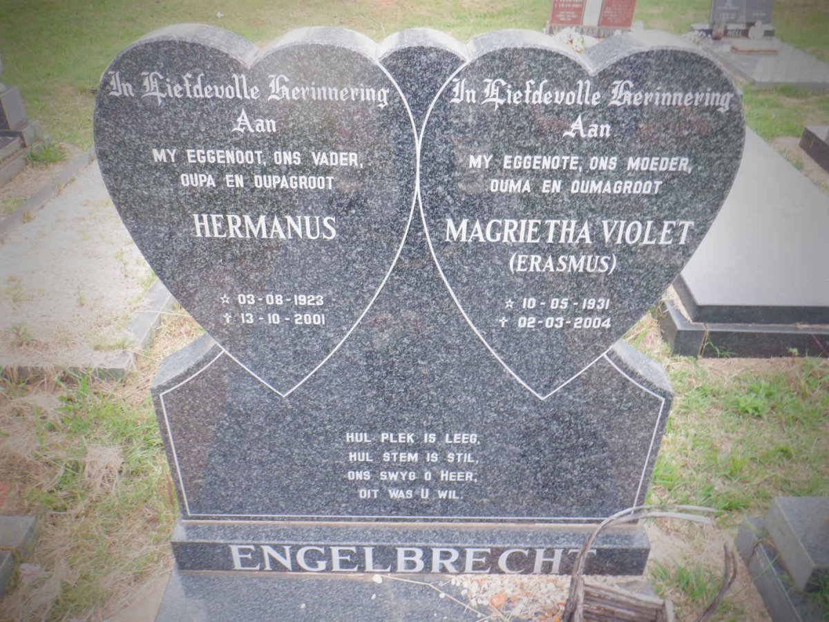 ENGELBRECHT Hermanus 1923-2001 &amp; Magrietha Violet ERASMUS 1931-2004