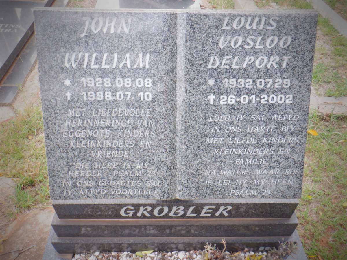GROBLER John William 1928-1998 :: GROBLER Louis Vosloo Delport 1932-2002