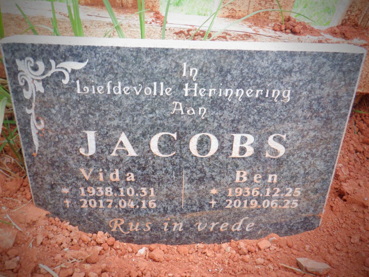 JACOBS Ben 1936-2019 &amp; Vida 1938-2017