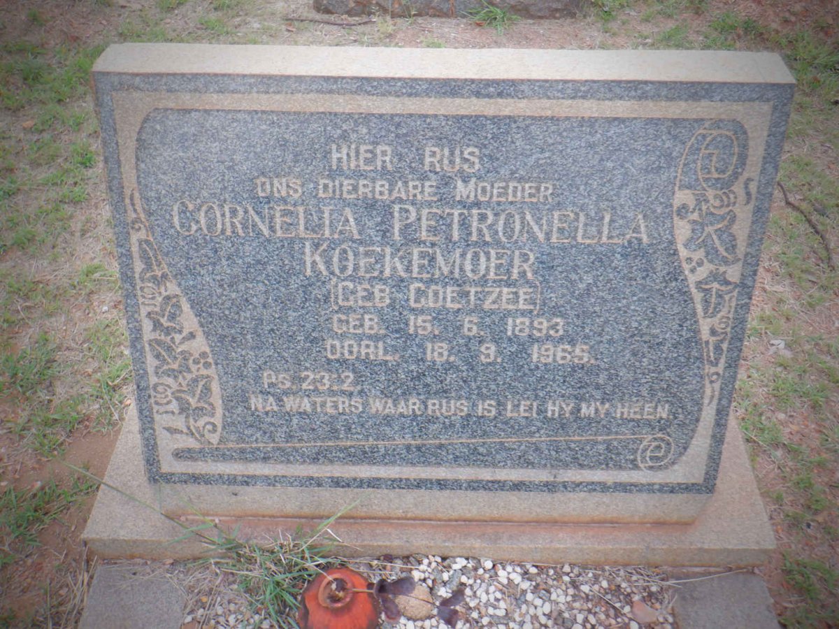 KOEKEMOER Cornelia Petronella nee COETZEE 1893-1965