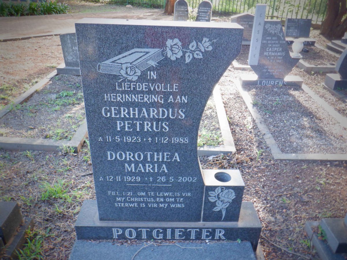 POTGIETER Gerhardus Petrus 1923-1988 &amp; Dorothea Maria 1929-2002