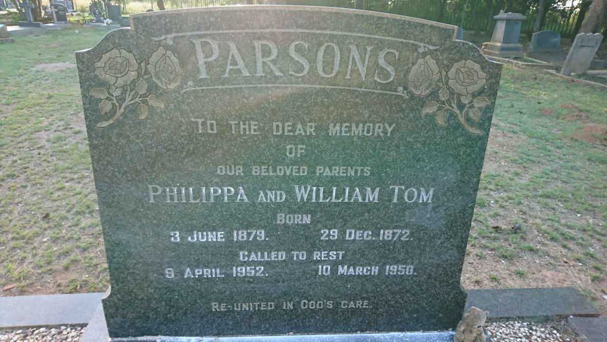 PARSONS William Tom 1872-1950 &amp; Philippa 1879-1952