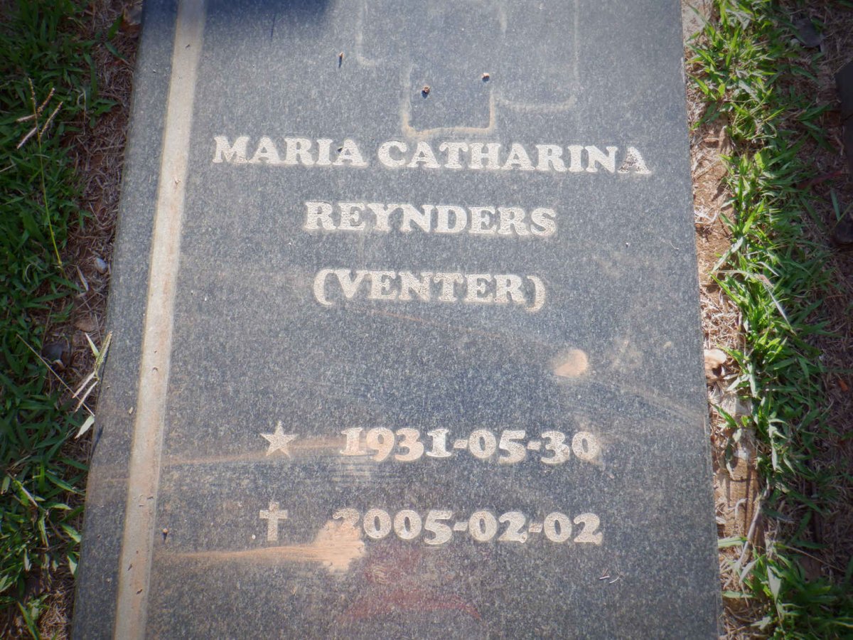 REYNDERS Maria Catharina nee VENTER 1931-2005