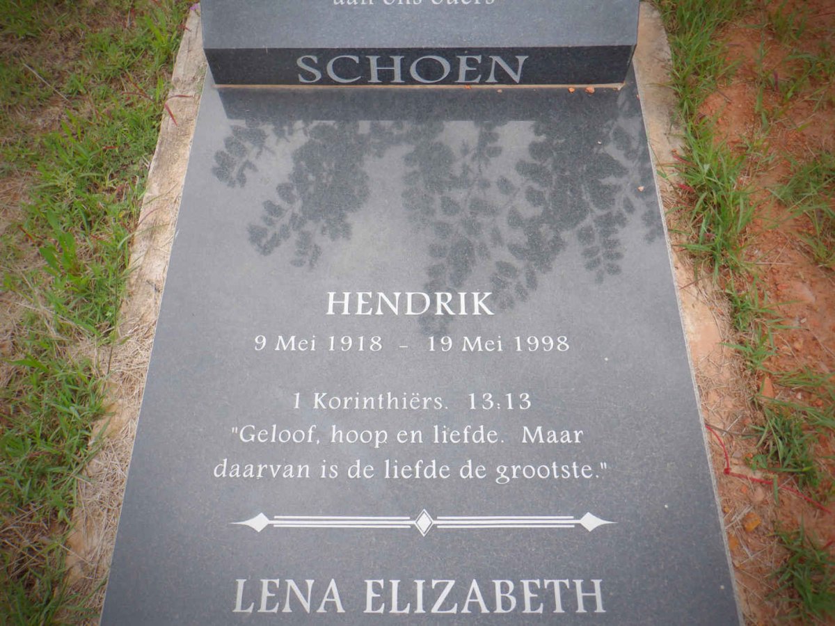 SCHOEN Hendrik 1918-1998 &amp; Lena Elizabeth SLOOTEN 1919-2016
