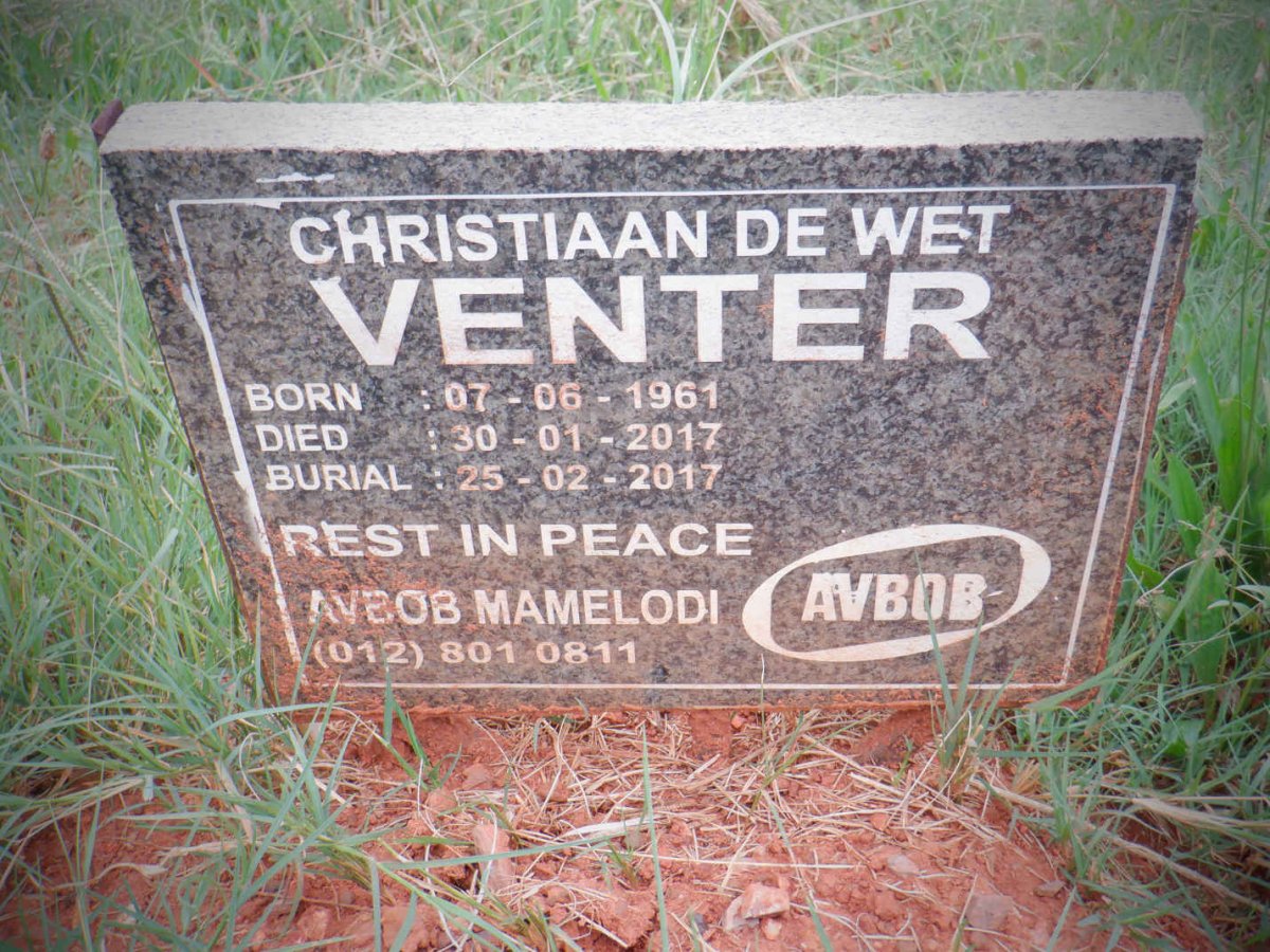 VENTER Christiaan de Wet 1961-2017