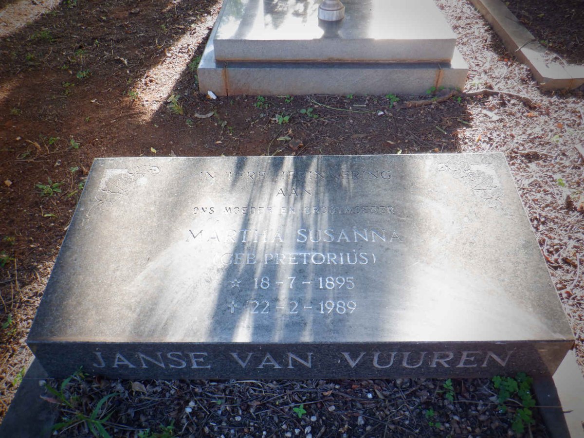 VUUREN Martha Susanna, Janse van nee PRETORIUS 1895-1989