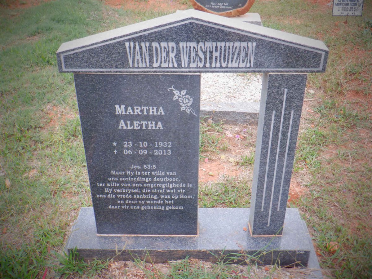 WESTHUIZEN Martha Aletha, van der 1932-2013