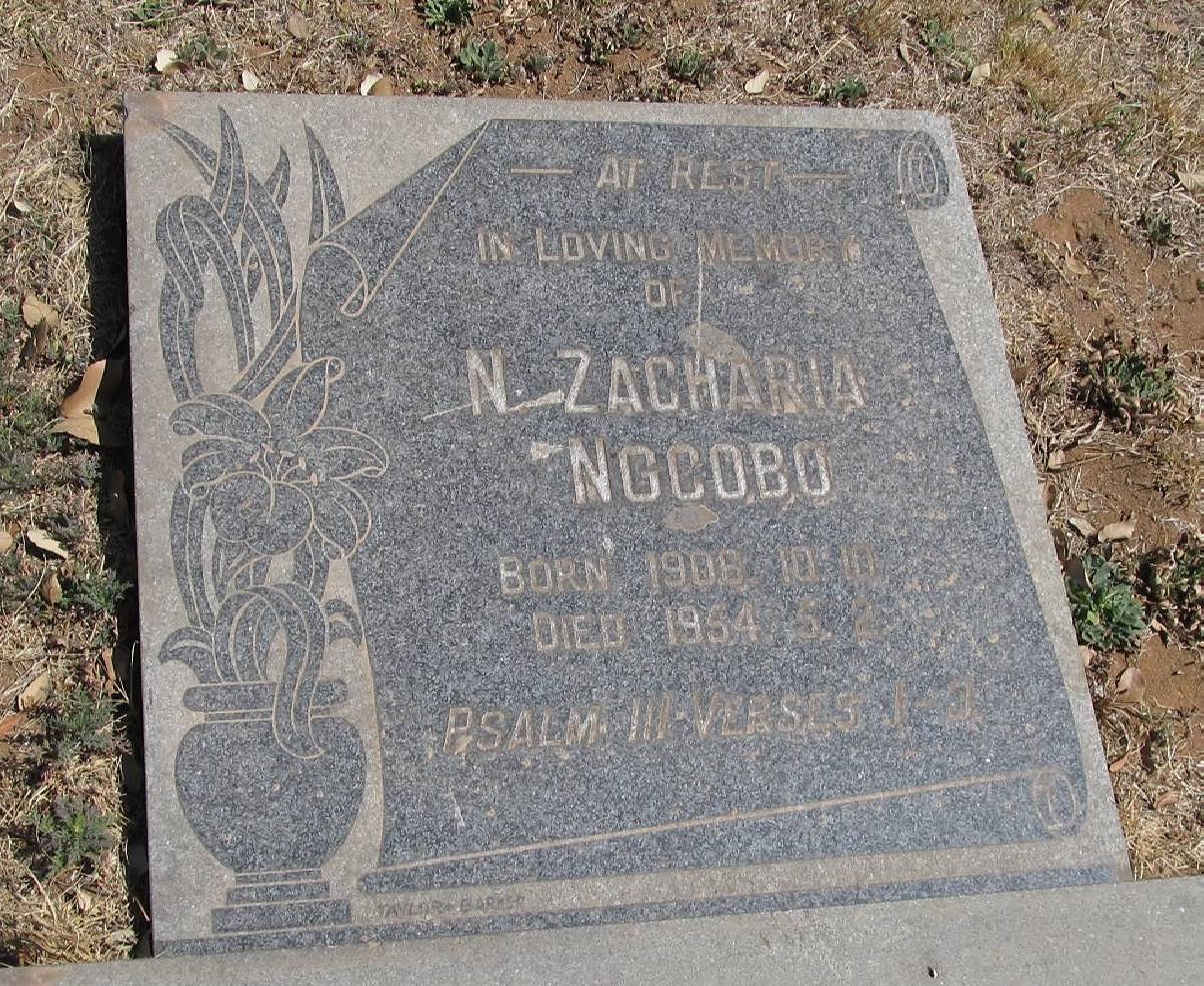 NGCOBO N. Zacharia 1906-1954