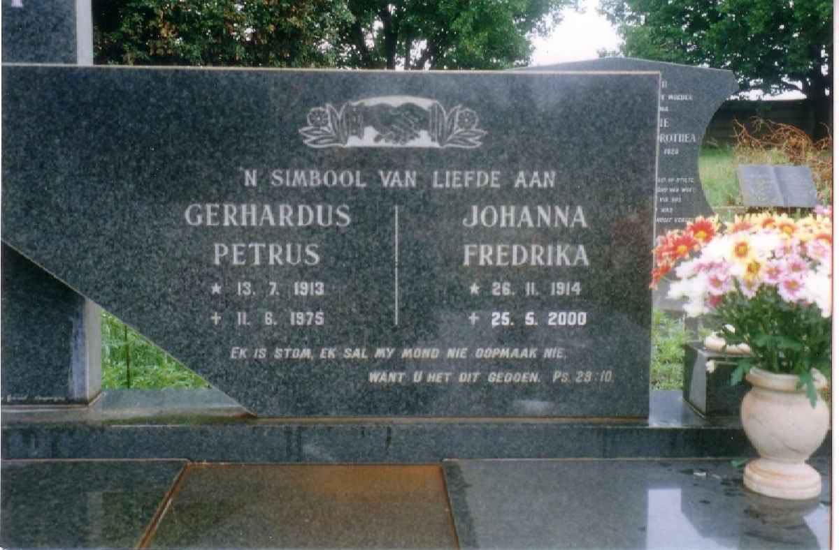 BADENHORST Gerhardus  Petrus 1913-1975 &amp; Johanna Fredrika Kruger SCHOEMAN 1914-2000