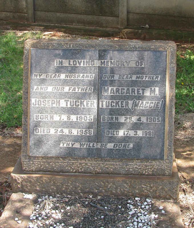 TUCKER Joseph 1905-1958 &amp; Margaret M. 1905-1981