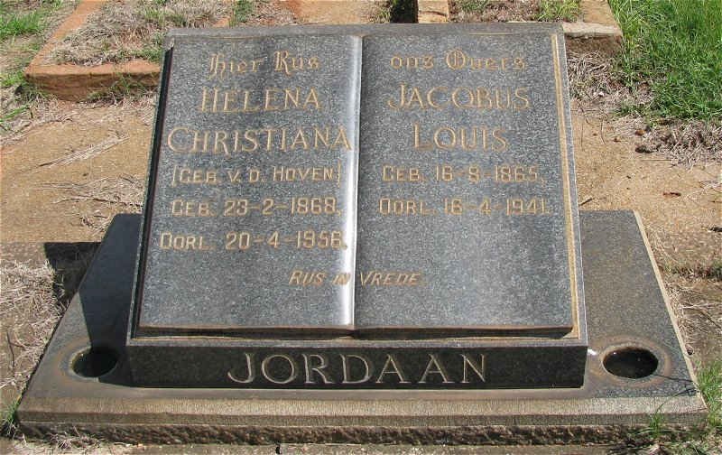 JORDAAN Jacobus Louis 1865-1941 &amp; Helena Christiana V.D. HOVEN 1868-1956