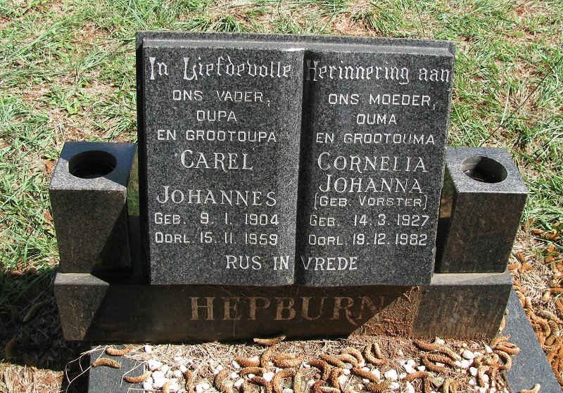 HEPBURN Carel Johannes 1904-1959 &amp; Cornelia Johanna VORSTER 1927-1982
