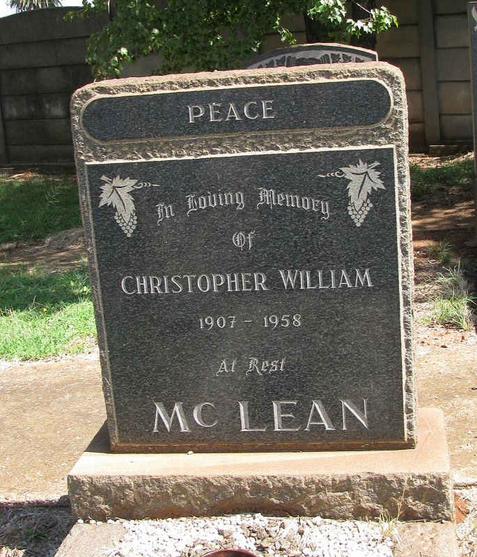 MCLEAN Christopher William 1907-1958