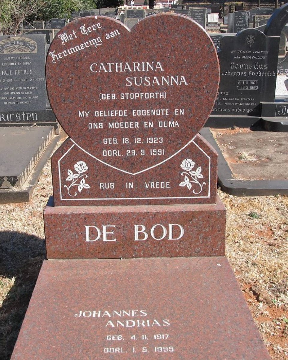 BOD Johannes Andrias, de 1917-1999 &amp; Catharina Susanna STOPFORTH 1923-1991