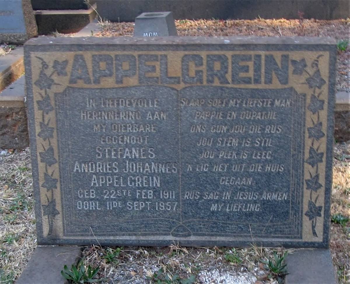 APPELGREIN Stefanes Andries Johannes 1911-1951