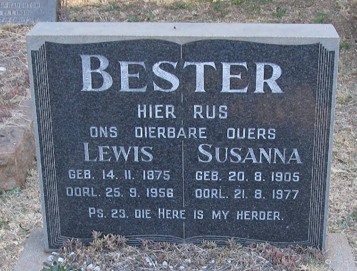 BESTER Lewis 1875-1956 &amp; Susanna 1905-1977