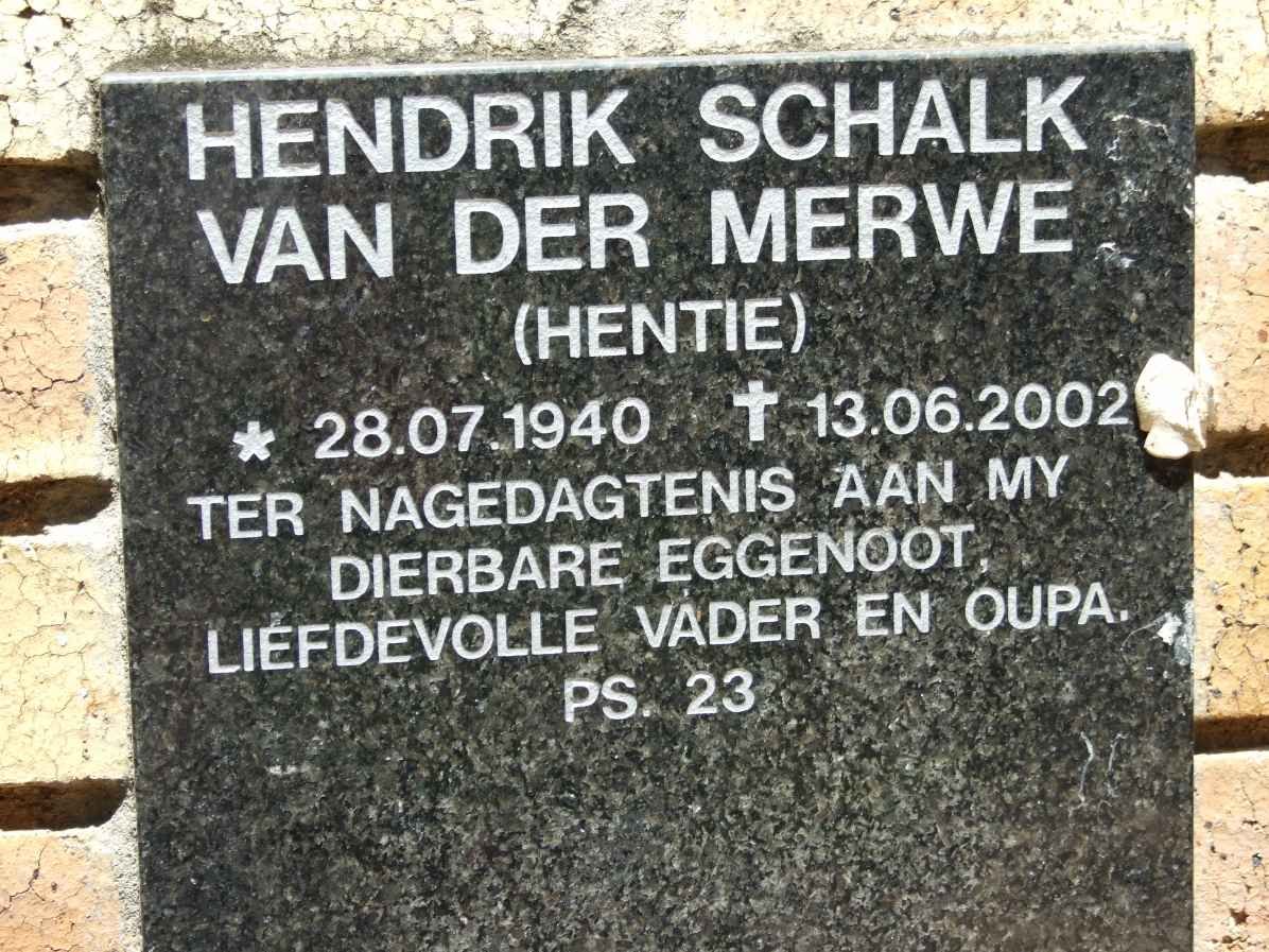 MERWE Hendrik Schalk, van der 1940-2002