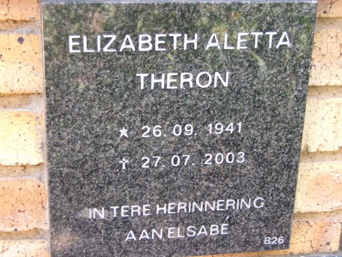 THERON Elizabeth Aletta 1941-2003